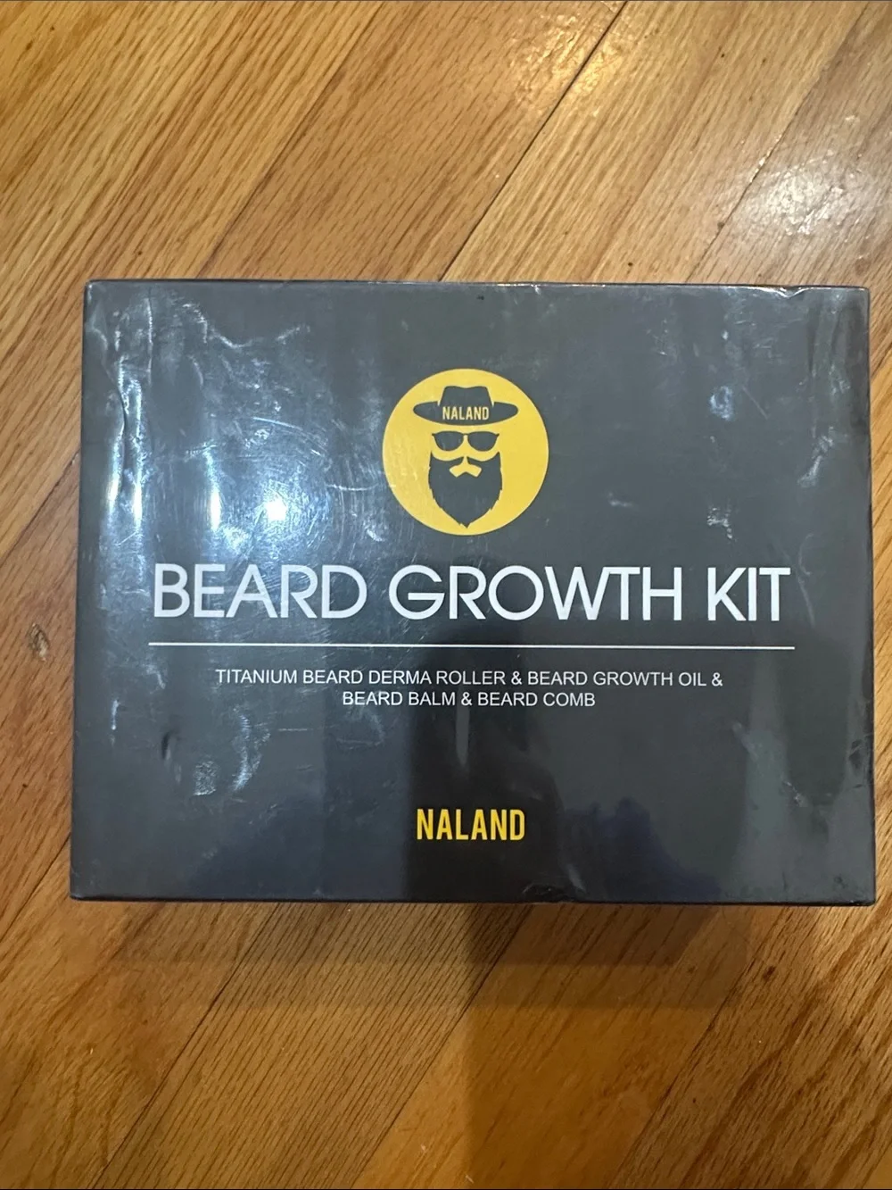 Beard Growth Kit with Black Derma Roller and Brown Comb